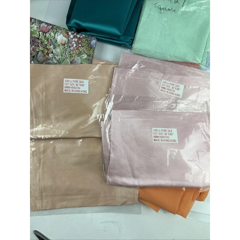 Vintage Pure Silk Habotai Scarf Fabric Lot Chiffon Satin Deadstock Y2K Craft Sew